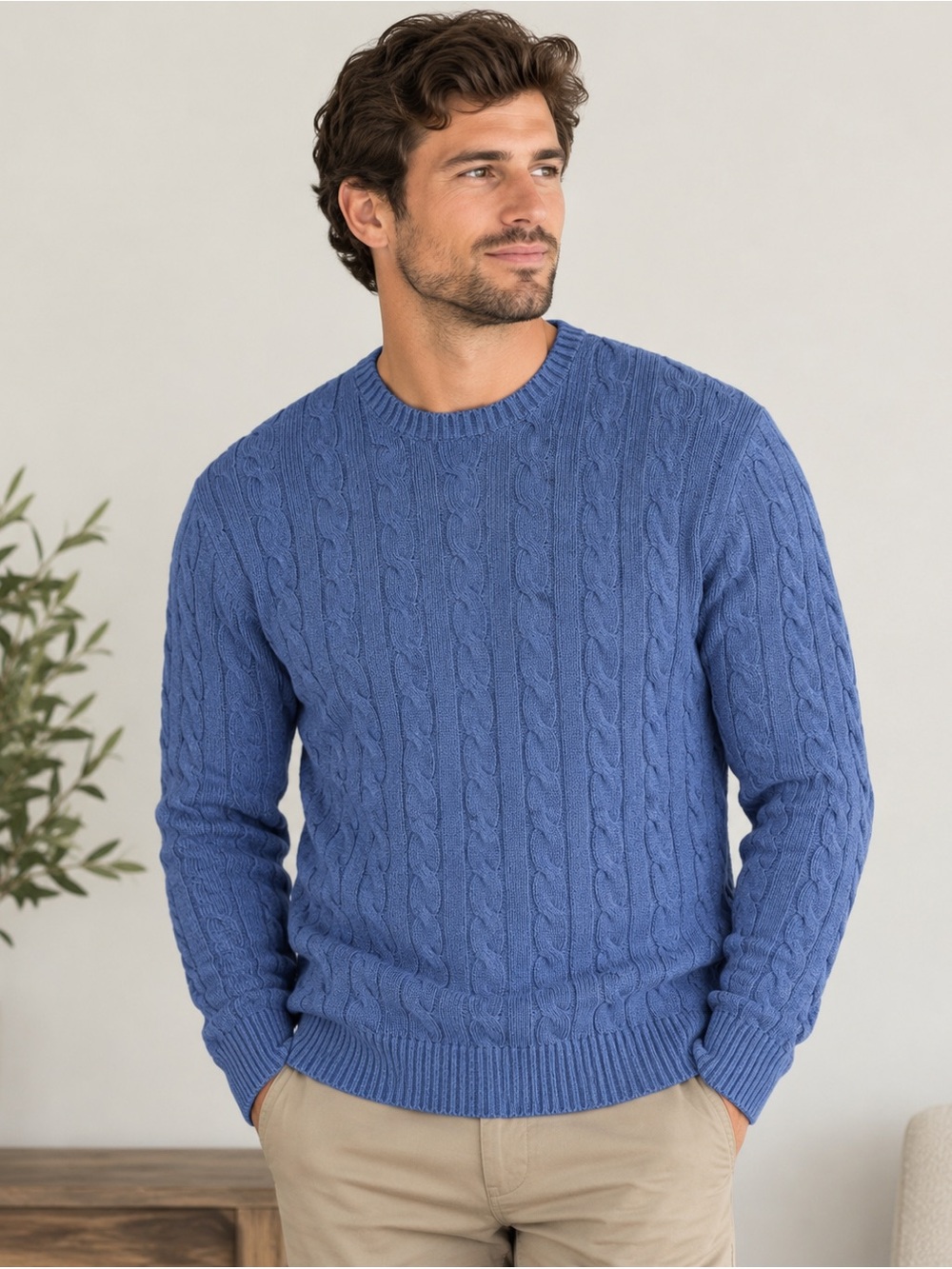 Polo Ralph Lauren Cable-Knit Cotton Sweater Navy Blue Men's XL NEW